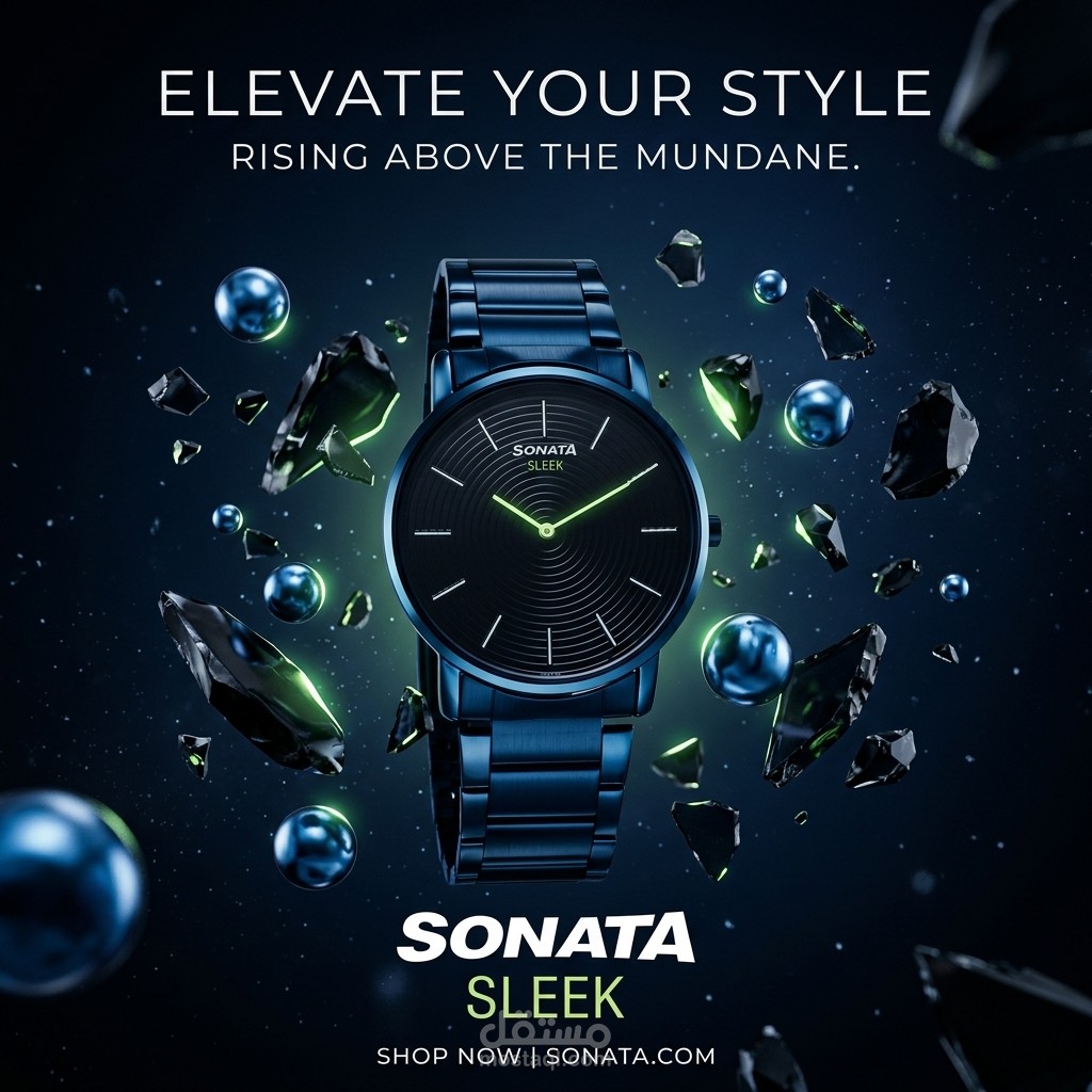 Sonata Sleek Watch Campaign — Premium Product Visualization & Social Media Design