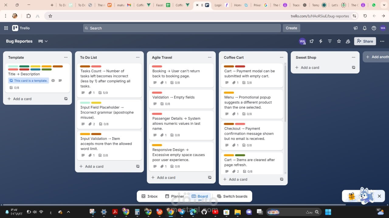 Bug Reportes in Project Management (Trello)