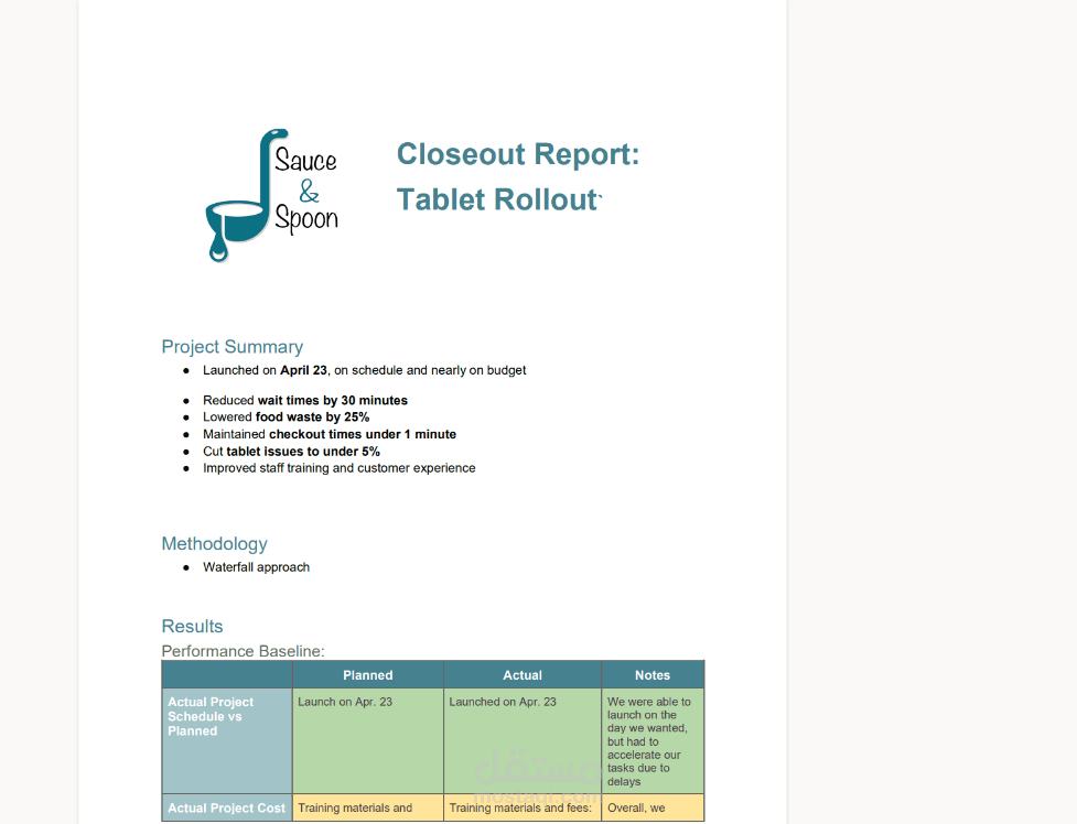 Closeout Report:    Tablet Rollout
