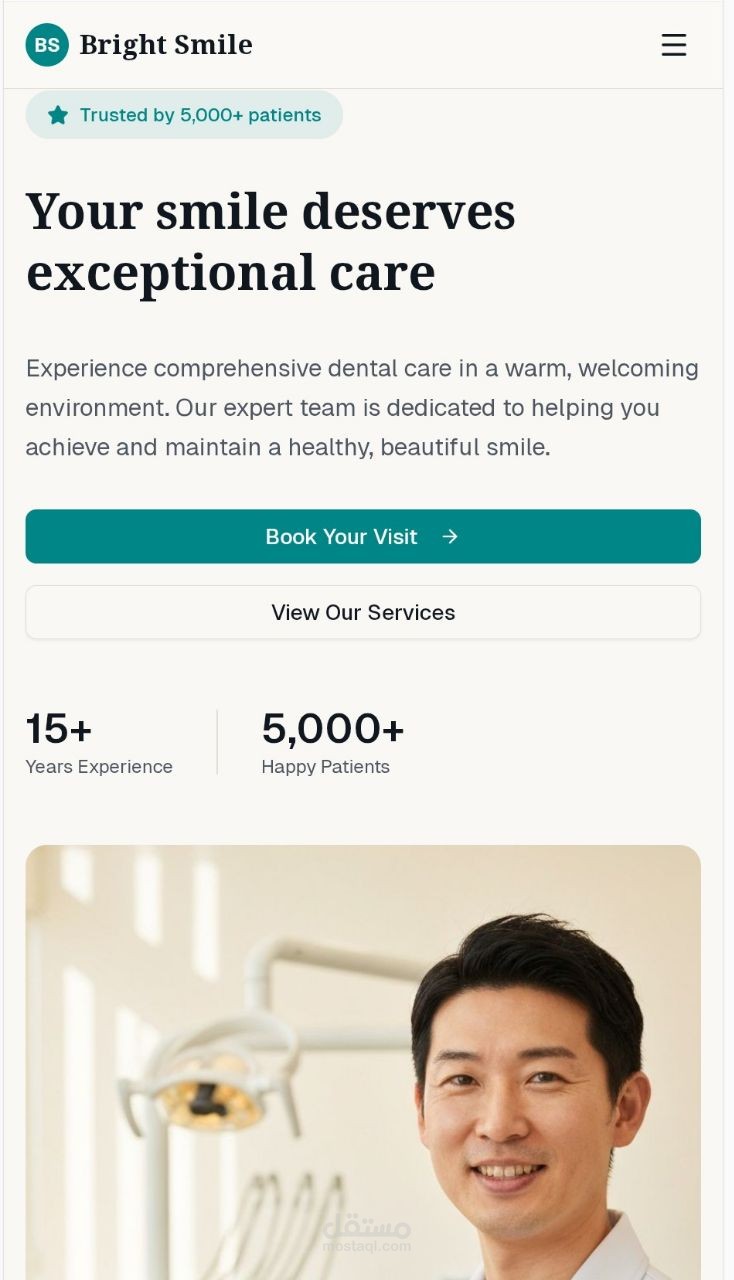 برمجة صفحة هبوط (Landing Page) لطبيب اسنان