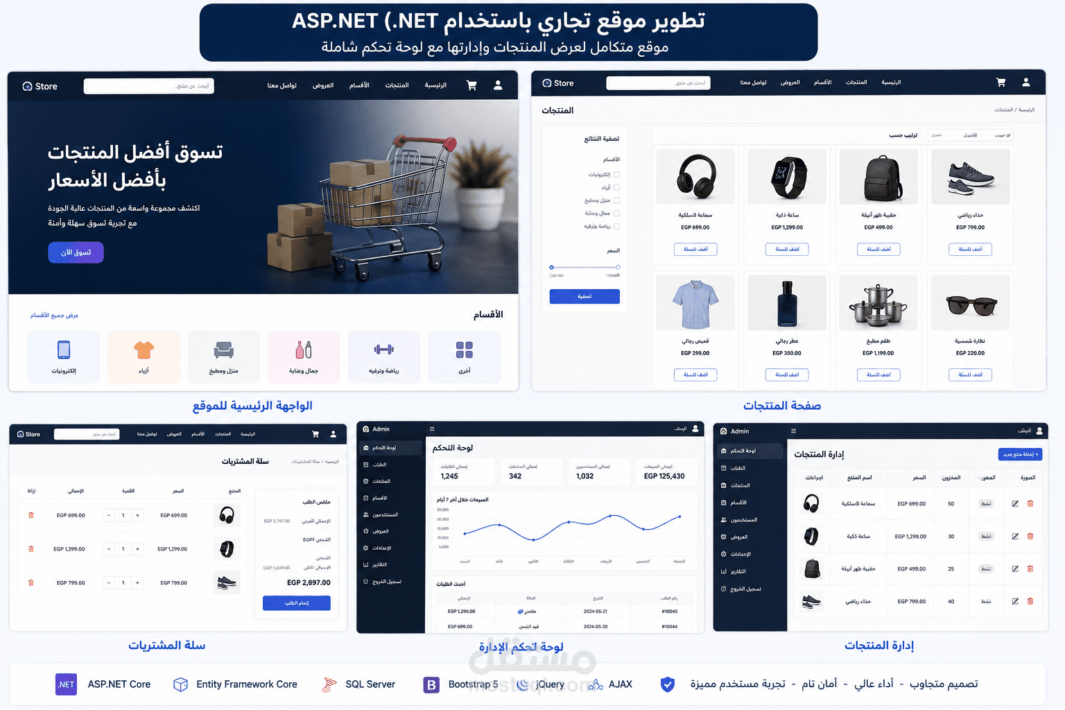 تطوير متجر إلكتروني متكامل باستخدام ASP.NET Core