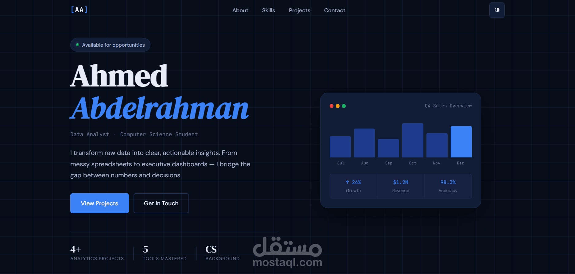 تصميم وتطوير مواقع بورتفوليو احترافية  لعرض مهاراتك ومشاريعك بشكل منظم واحترافي