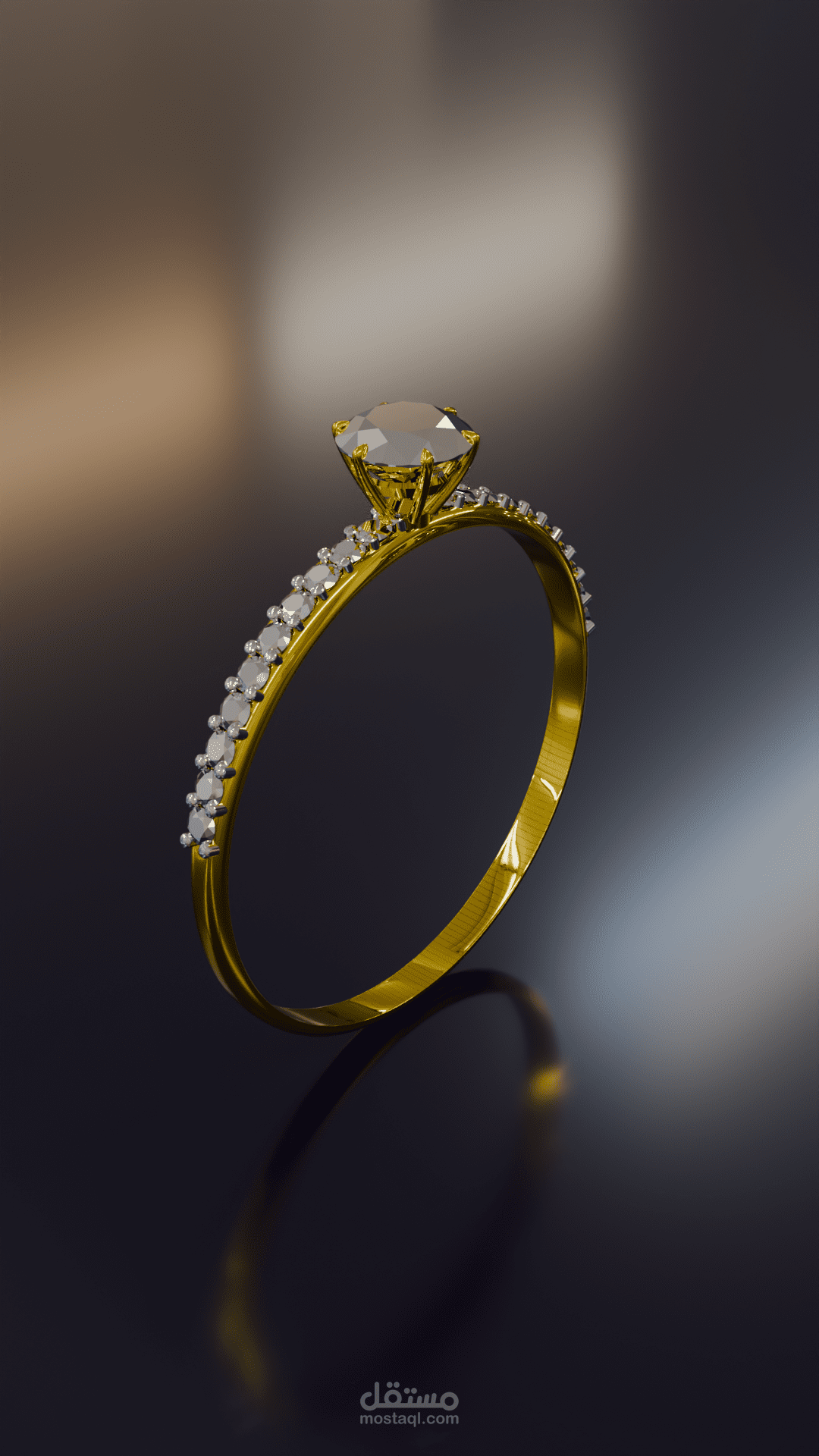 3D Ring Design – خاتم أنيق بخامات ذهبية ولمعان احترافي"
