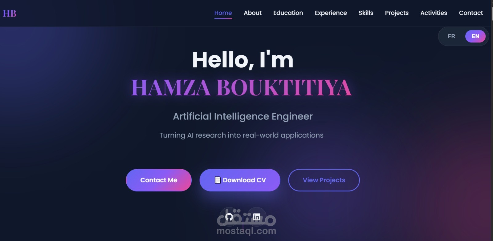 تطوير موقع Portfolio احترافي ومتجاوب باستخدام HTML و CSS و JavaScript
