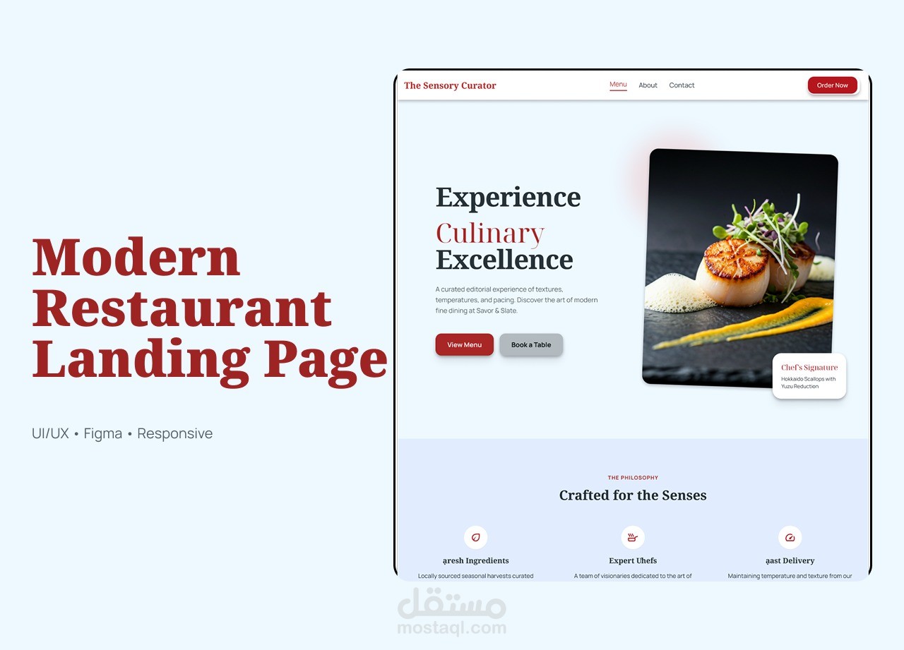 Modern Restaurant Landing Page UI Design
