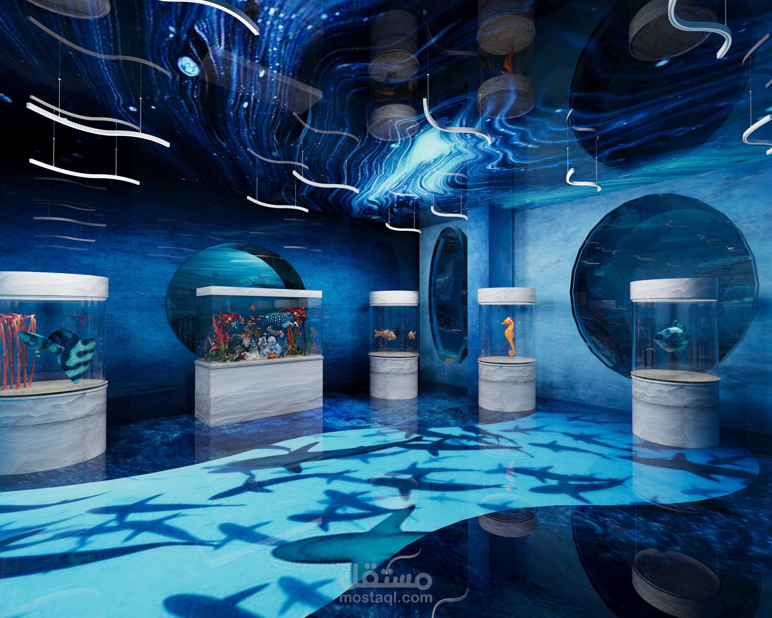 تصميم داخلي وإظهار معماري لمشروع "متحف الأحياء المائية" - Fish Museum