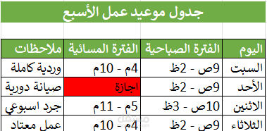 تنظيم جداول مواعيد العمل الأسبوعية باستخدام Excel