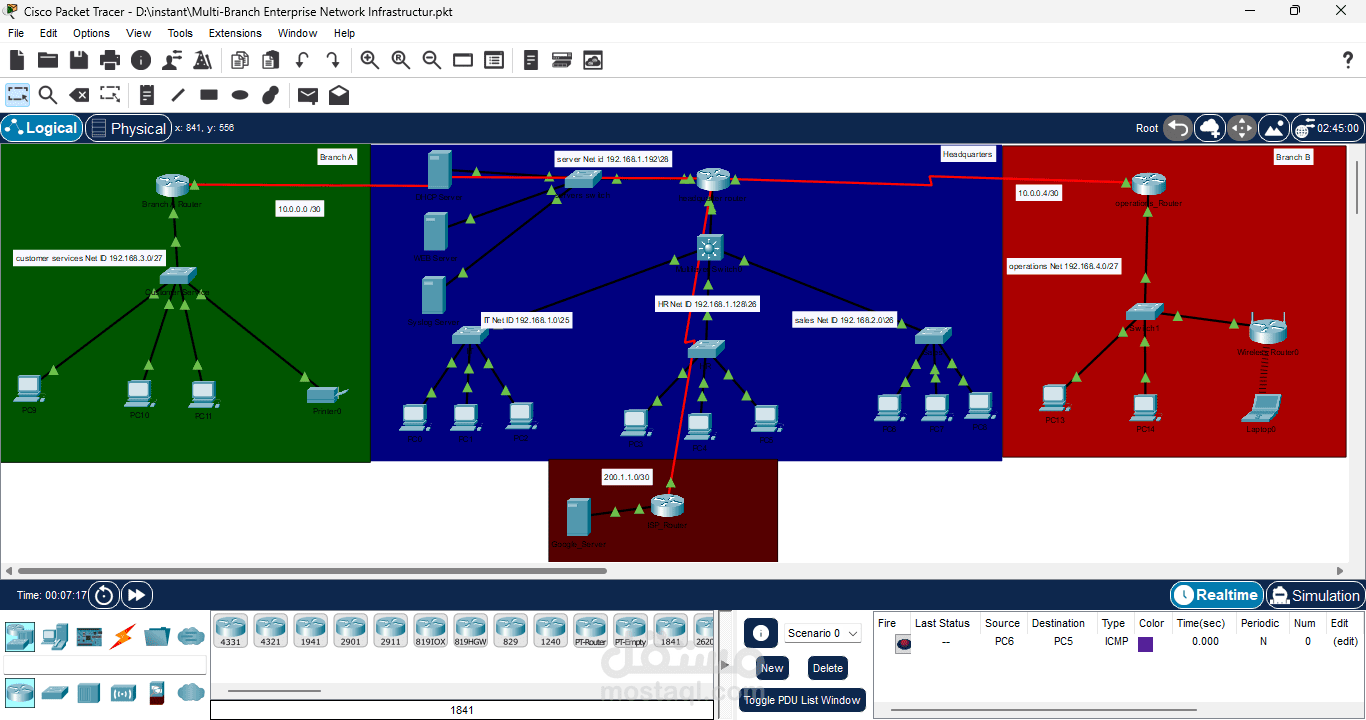 Multi-Branch Enterprise Network Infrastructur