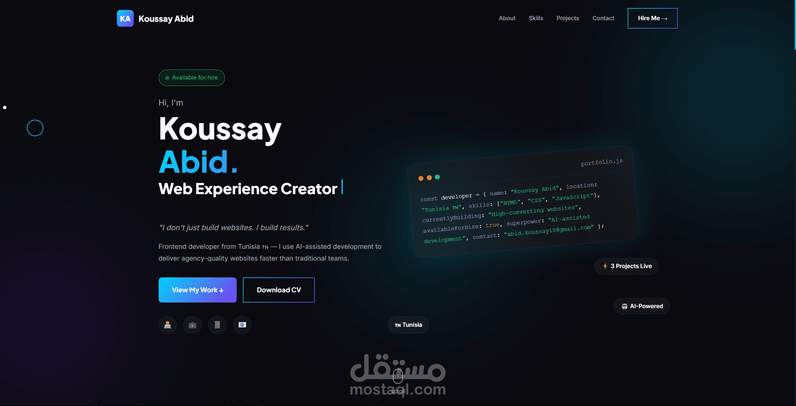 معرض أعمالي الشخصي - مطور واجهات أمامية