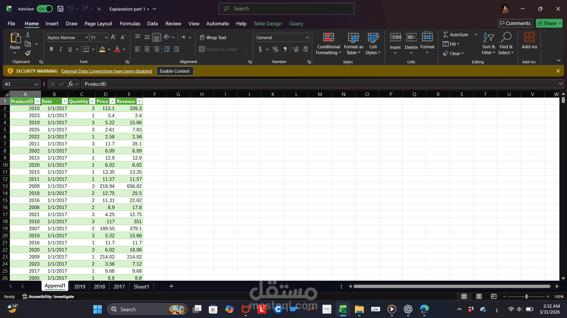 Data Preparation using Power Query