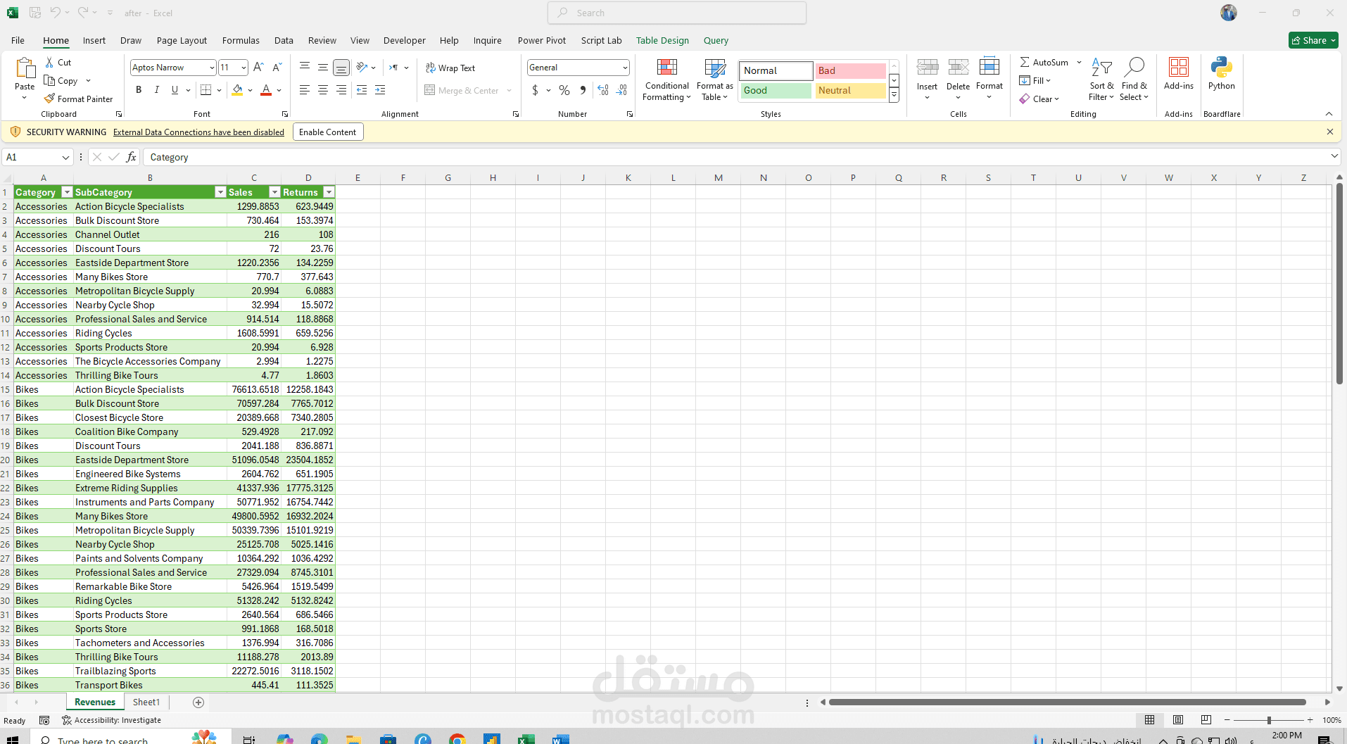 تنظيف بيانات باستخدام power query