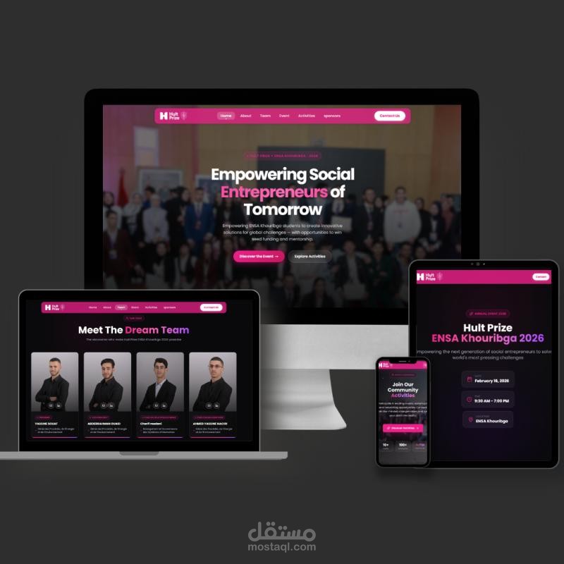 تصميم وتطوير موقع تفاعلي ل Hult Prize باستخدام React وTailwind CSS