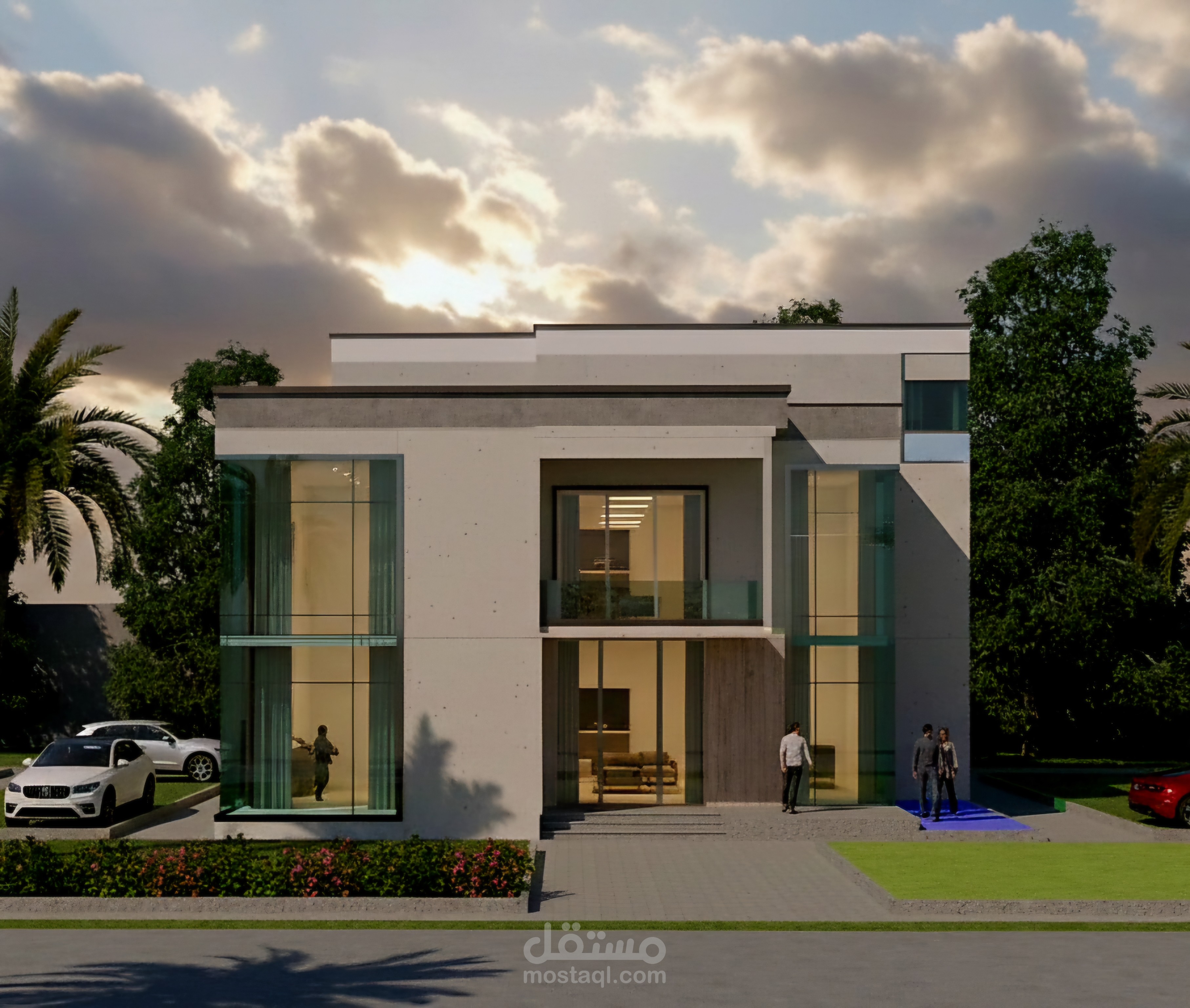تصميم وإظهار معماري خارجي لفيلا مودرن - Modern Exterior Rendering
