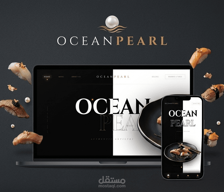 Ocean Pearl: الامتداد الرقمي لتجربة التذوق الفاخرة؛ حيث يلتقي التباين الحاد بالدقة البرمجية لـ React.
