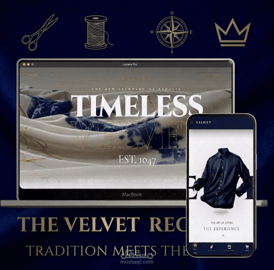 Velvet: إعادة تعريف الرقي في الـ E-commerce من خلال واجهة مستخدم ملكية وتفاعلات بصرية دقيقة.