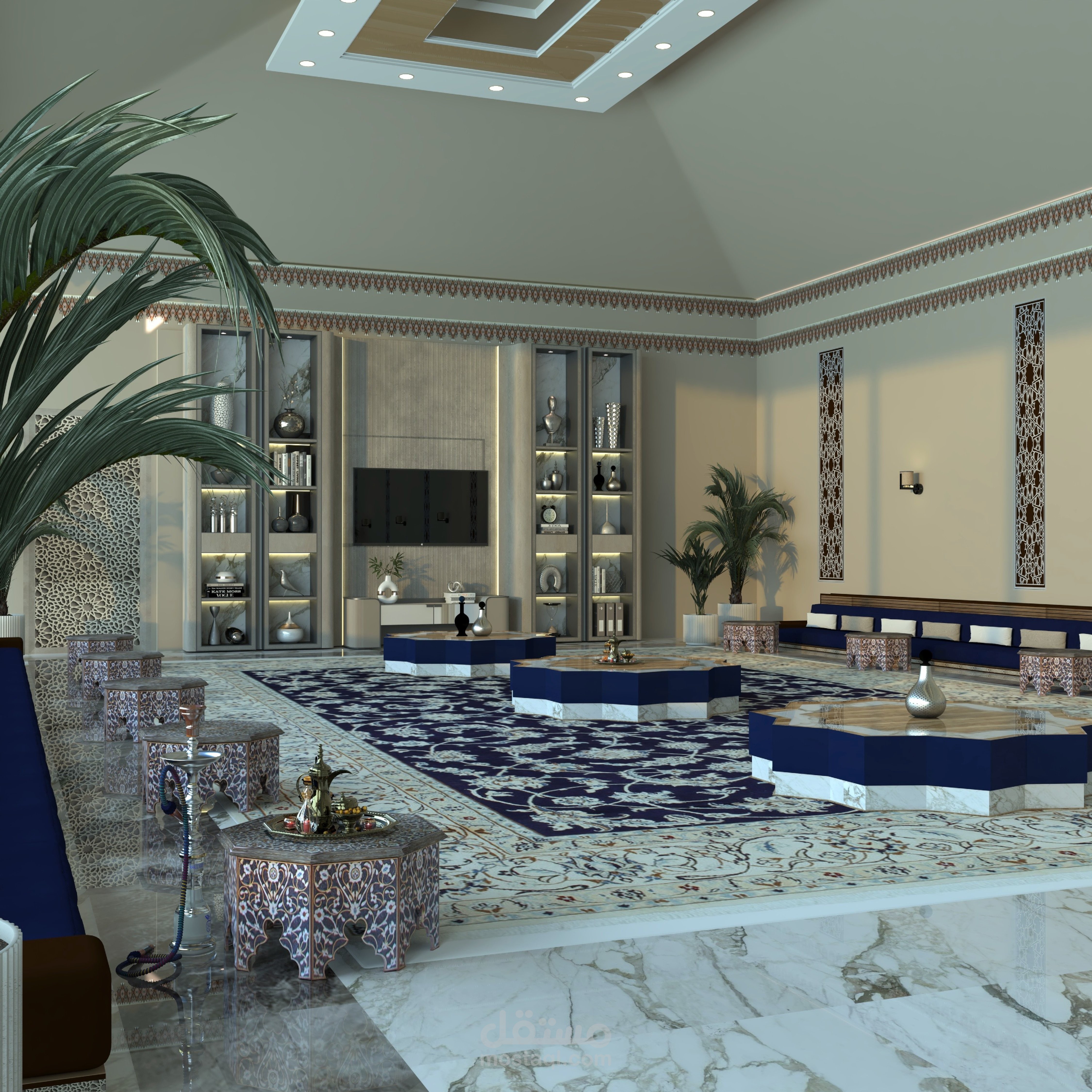 تصميم مجلس (Majlis) يجمع بين الفخامة العصرية والهوية الثقافية