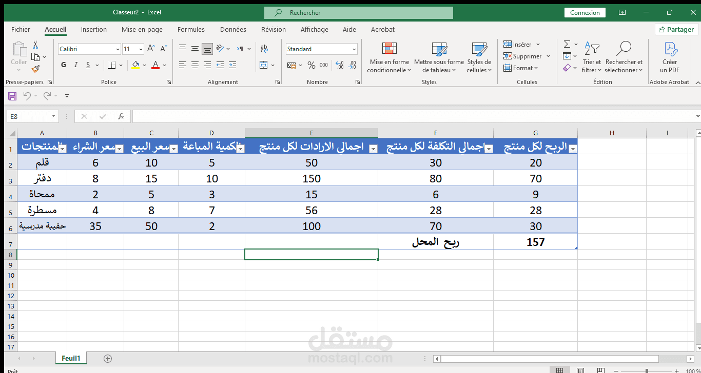 تحليل مبيعات متجر في إكسل