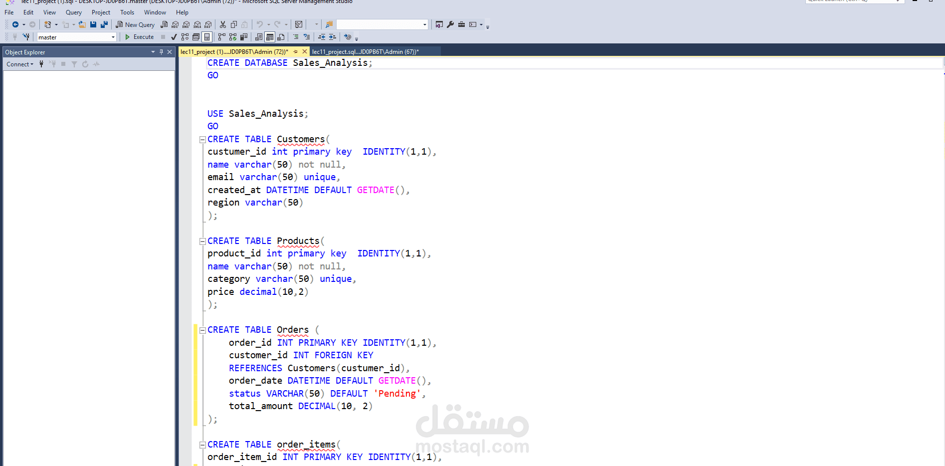 SQL Database Project (Functions, Procedures, Triggers)