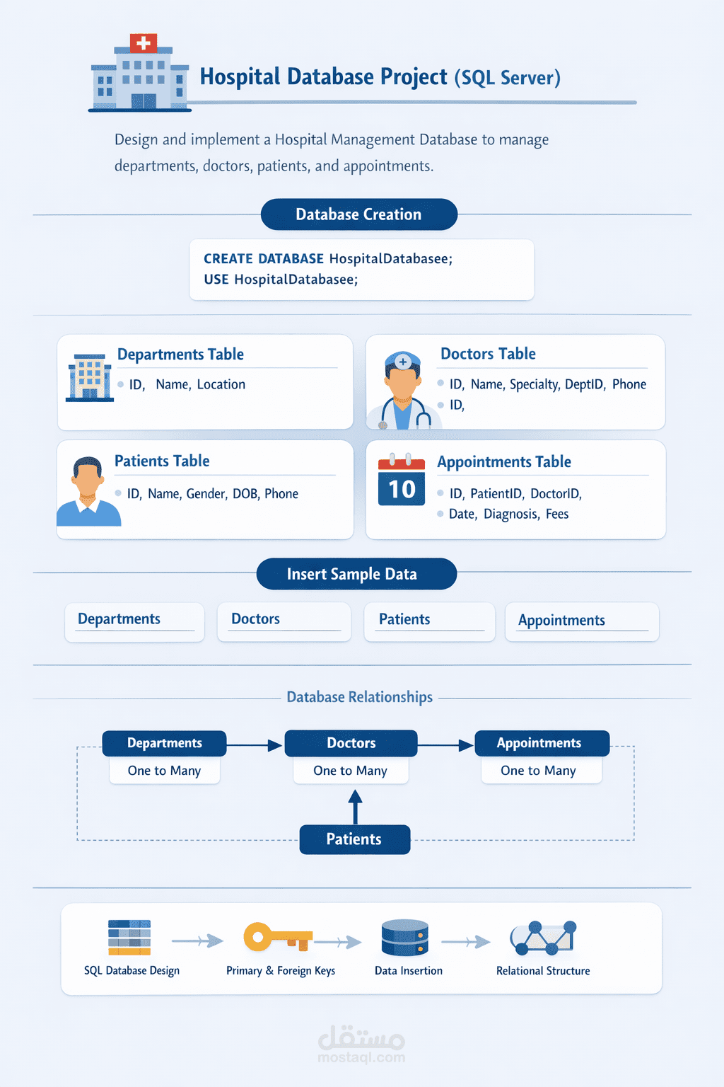 مشروع قاعدة بيانات لإدارة مستشفى