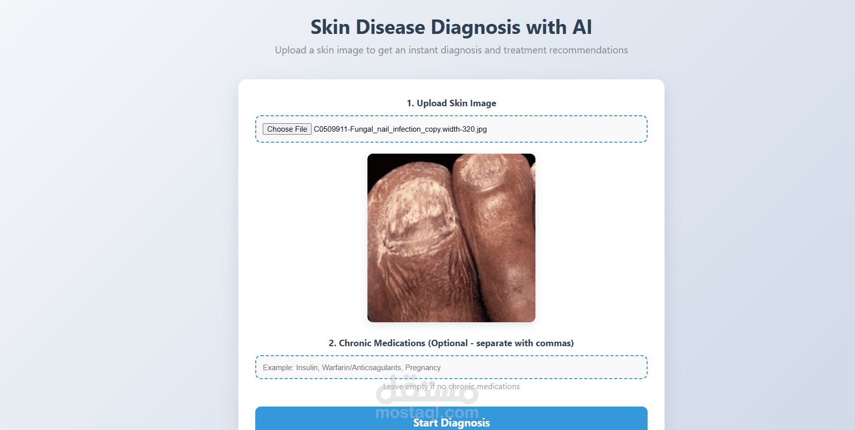 Front-End Website Integrated with AI Model