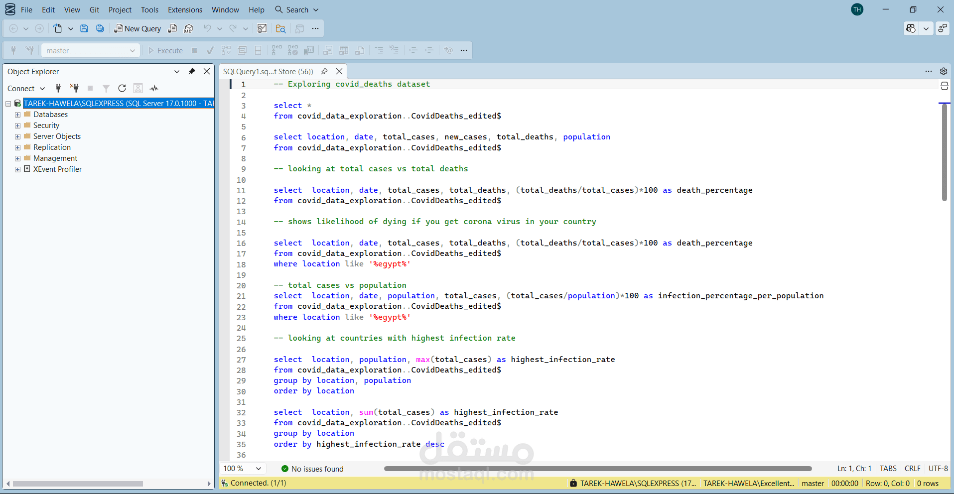 exploring corona virus data with aql