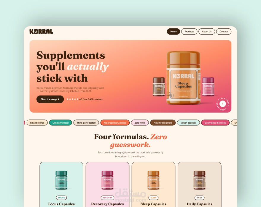Korral — Supplements E-Commerce Site, Fully responsive