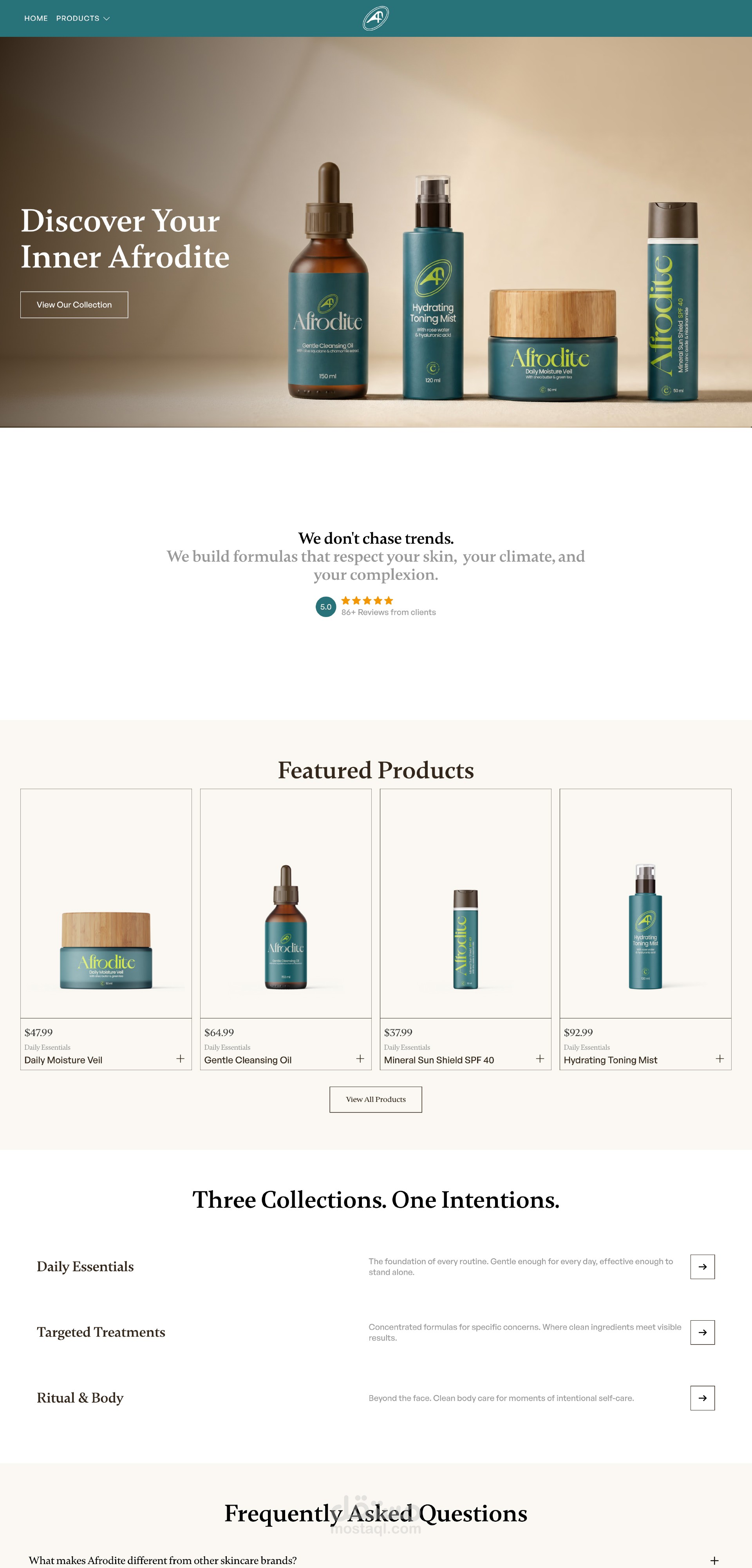 Afrodite — Skincare E-commerce Site Built in Framer, CMS product pages