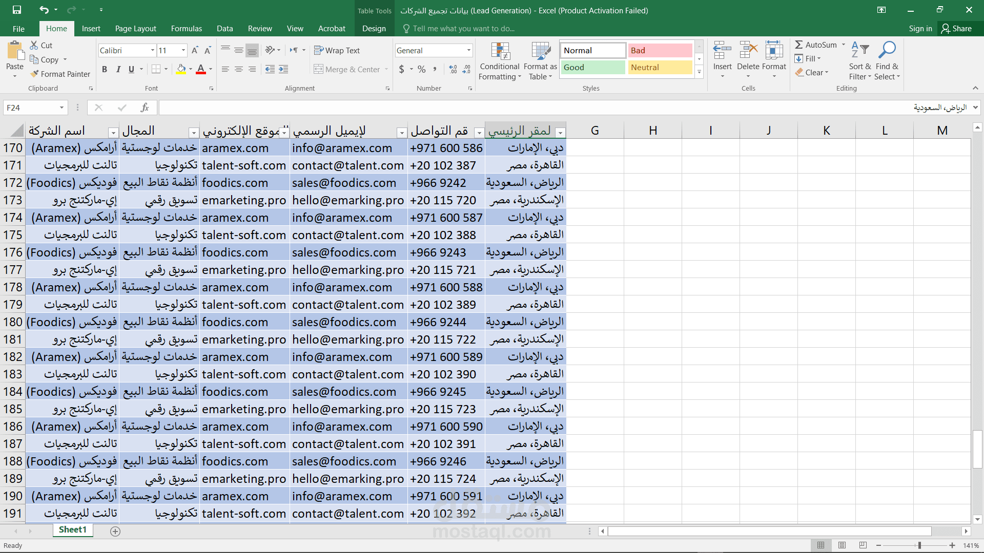 بيانات تجميع الشركات (Lead Generation)