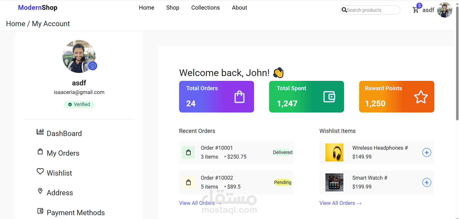 ُE-Commerce Project with React and Tailwind CSS