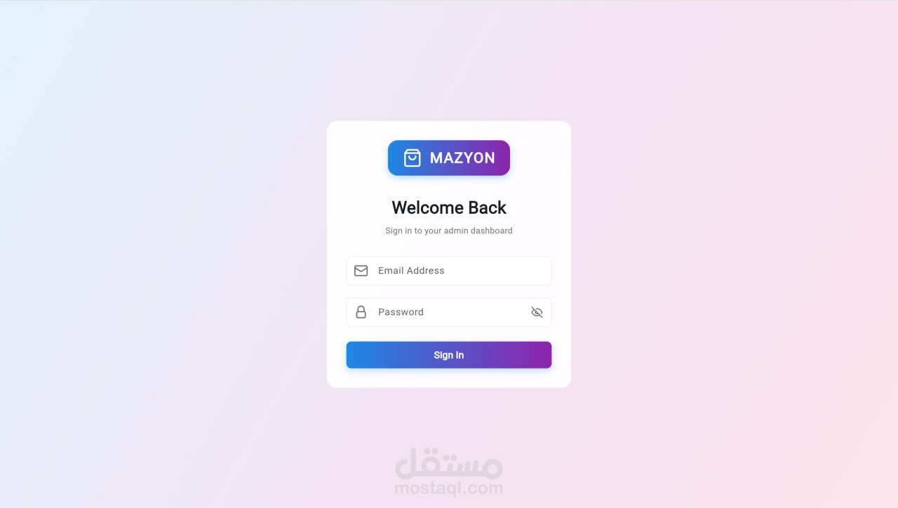 لوحة تحكم تطبيق متجر مزيون