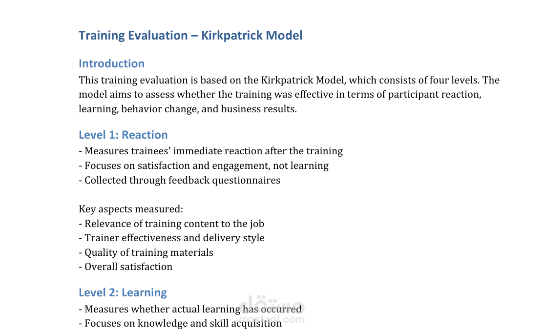 Training Evaluation