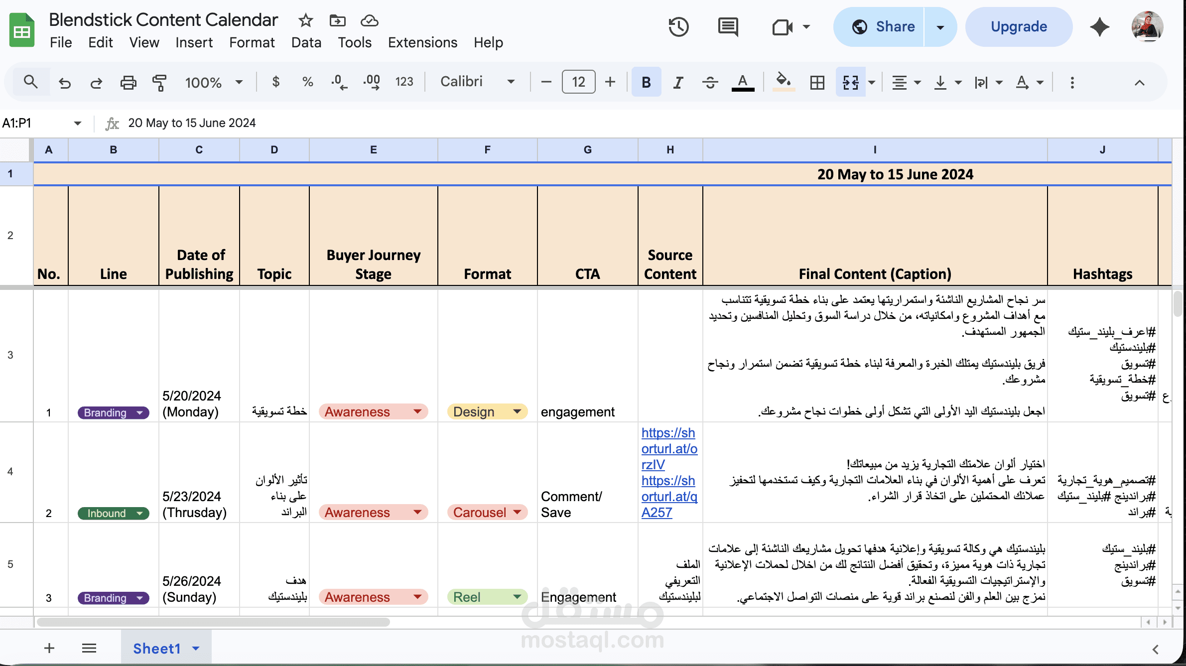 إعداد خطة محتوى متكاملة لوكالة إعلانية