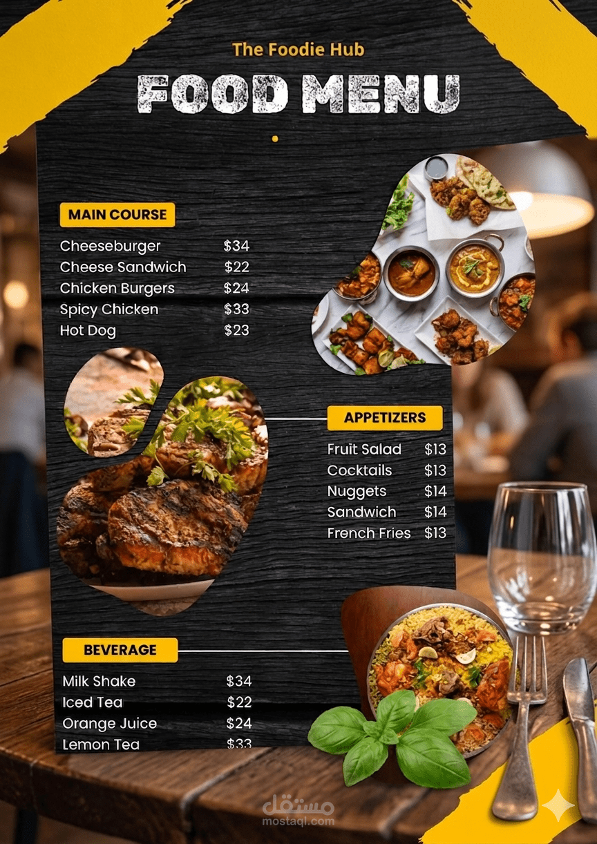 تصميم قائمة طعام (Menu) عصرية واحترافية لمطعم إيطالي