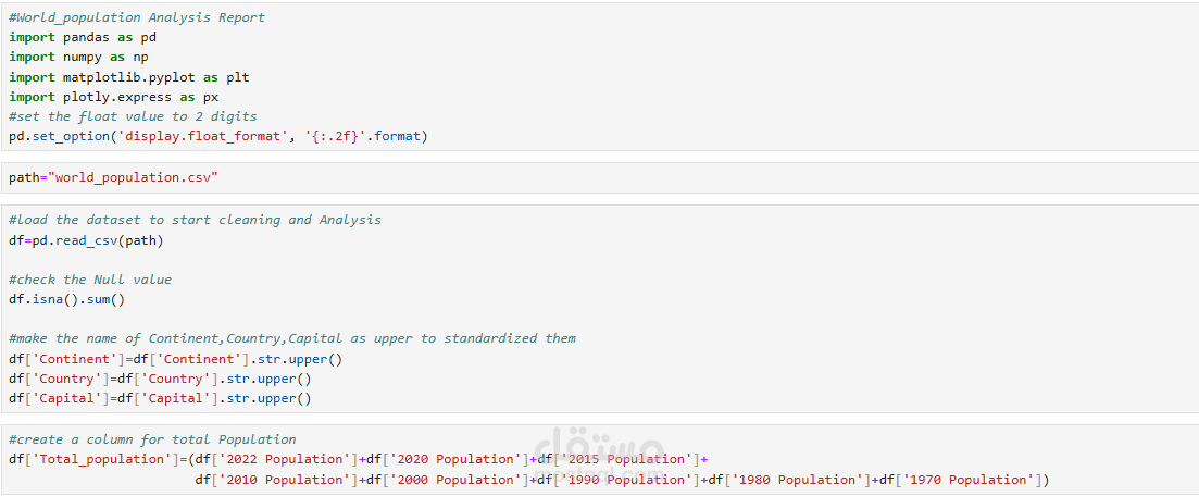 معالجة البيانات وتجهيزها للثميل البياني باستخدام python