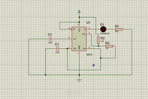 NE555 Timer Astable Flasher Circuit