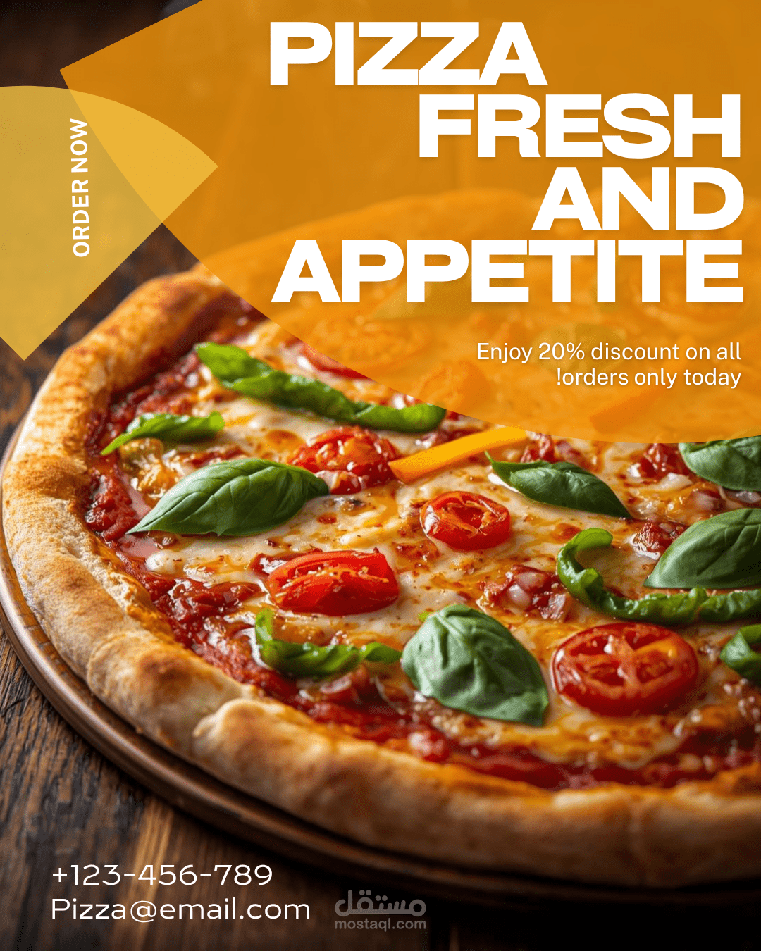 تصميم قالب احترافي لاعلان مطعم بيتزا