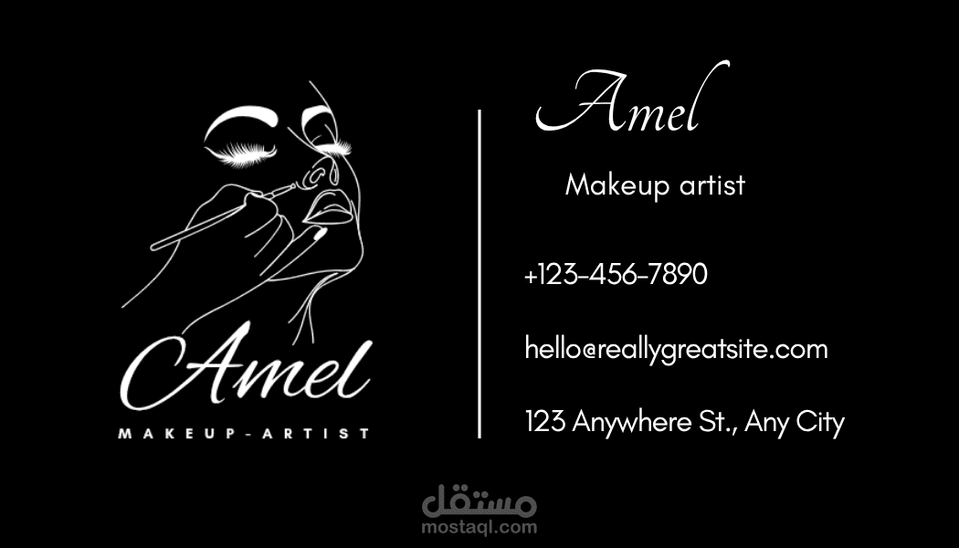 "تصميم بطاقة عمل لخبيرة تجميل (Makeup Artist)