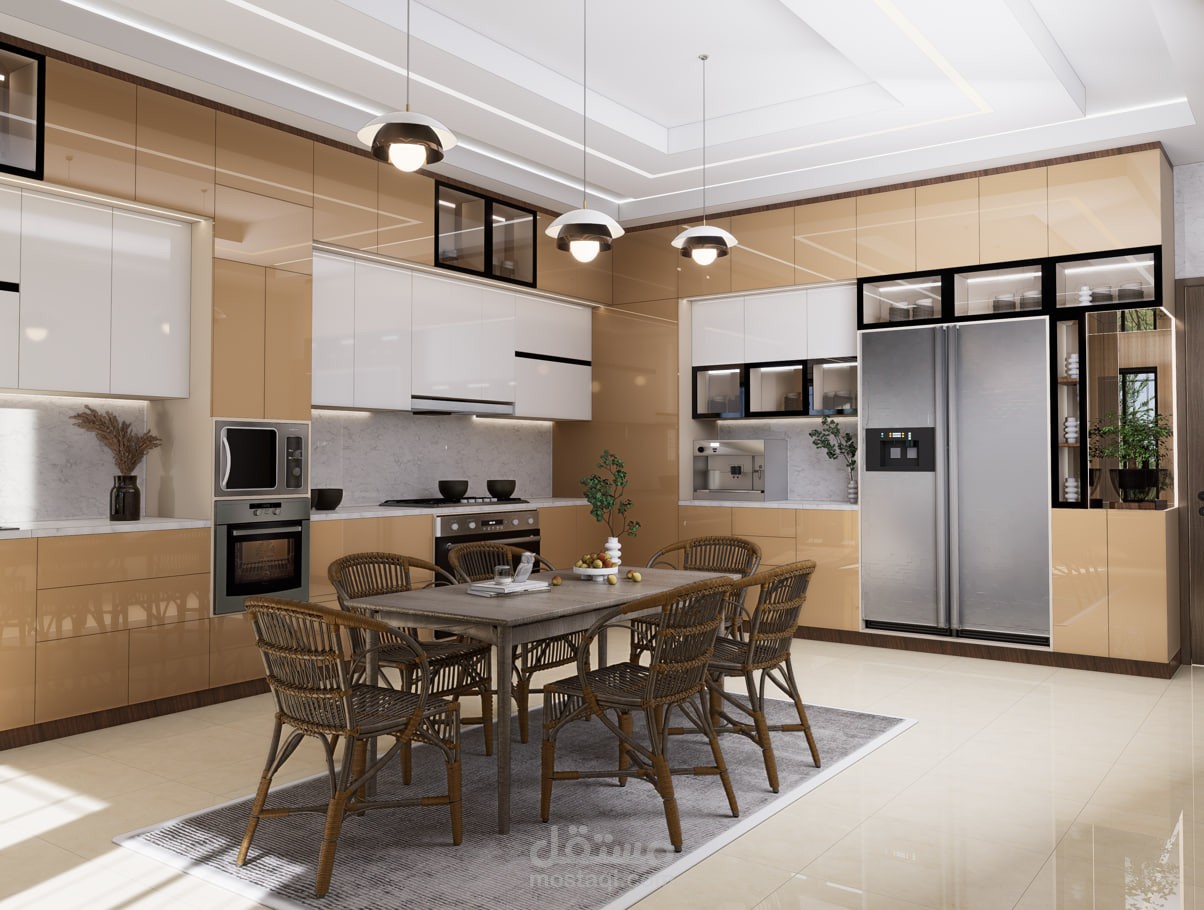 تصميم مطبخ عصري بمساحة 5م × 6م