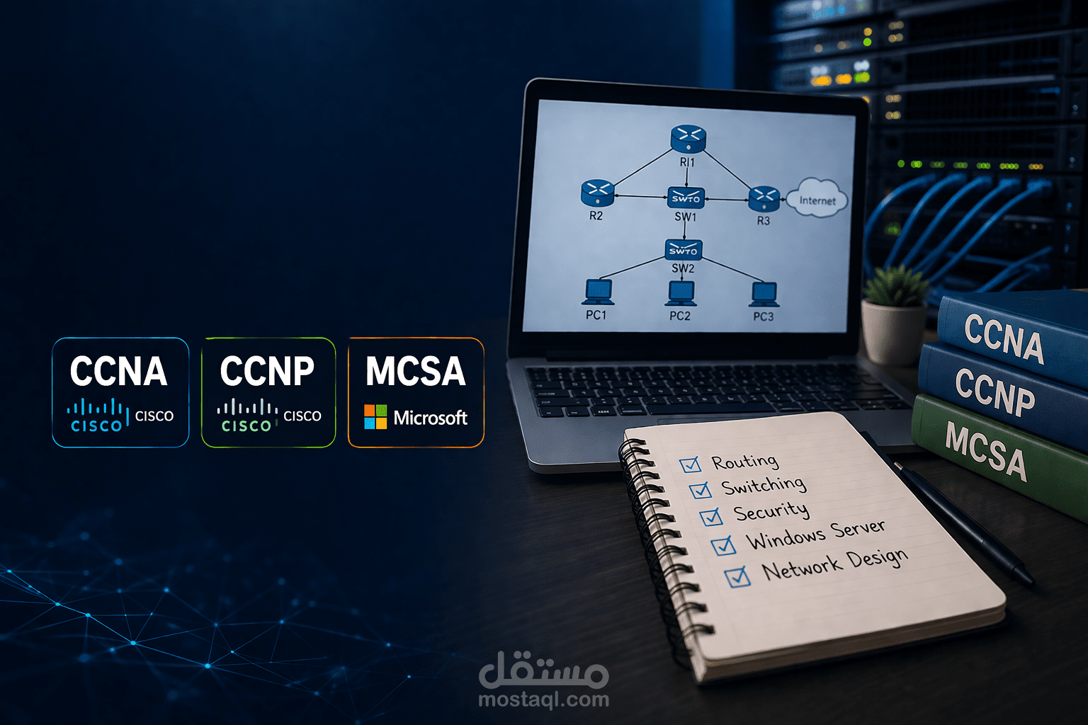 إعداد وتقديم محتوى تدريبي احترافي في الشبكات (CCNA / CCNP / MCSA)