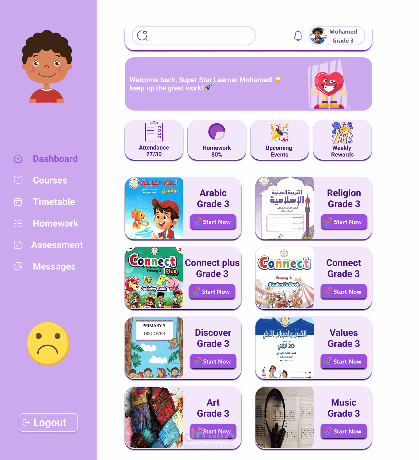 dashboard for kids learning