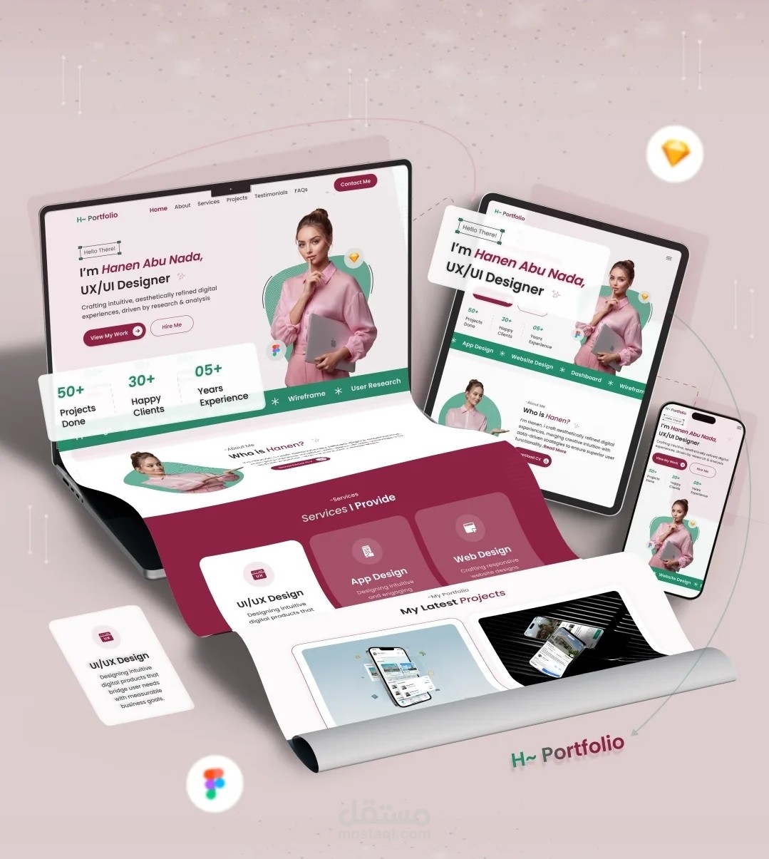 تصميم Landing Page لبورتفوليو UI/UX يركز على تحويل الزوار إلى عملاء