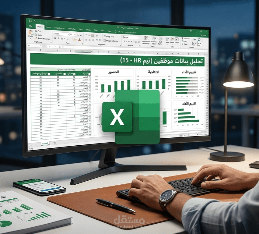 إعداد وتنسيق تقارير إدارية وتحليل بيانات موظفين (Excel)