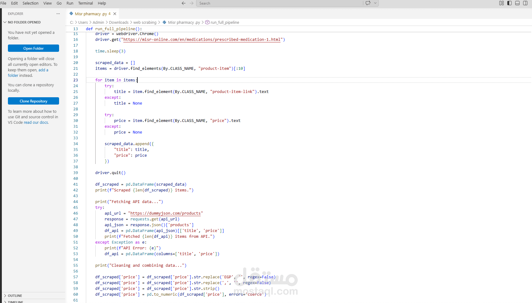 Data Pipeline for Web Scraping and API using Python