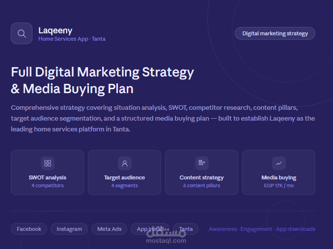 استراتيجية سوشيال ميديا متكاملة | تطبيق لقيني للخدمات منزلية | طنطا