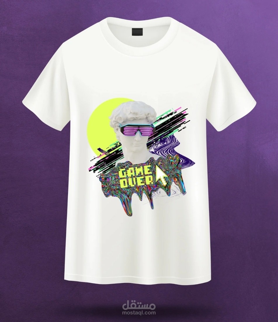 تصميم تيشرت (Vaporwave Art) - دمج الفن الكلاسيكي بالتقنية