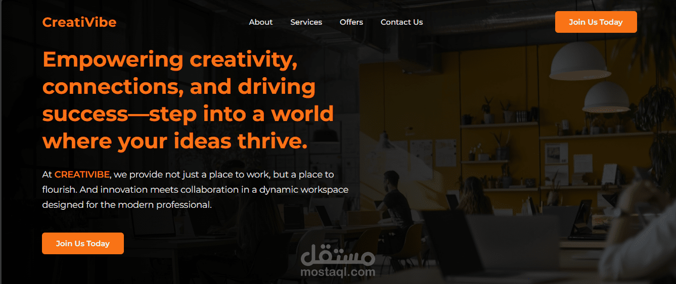 CreatiVibe – Landing Page & Orders Dashboard