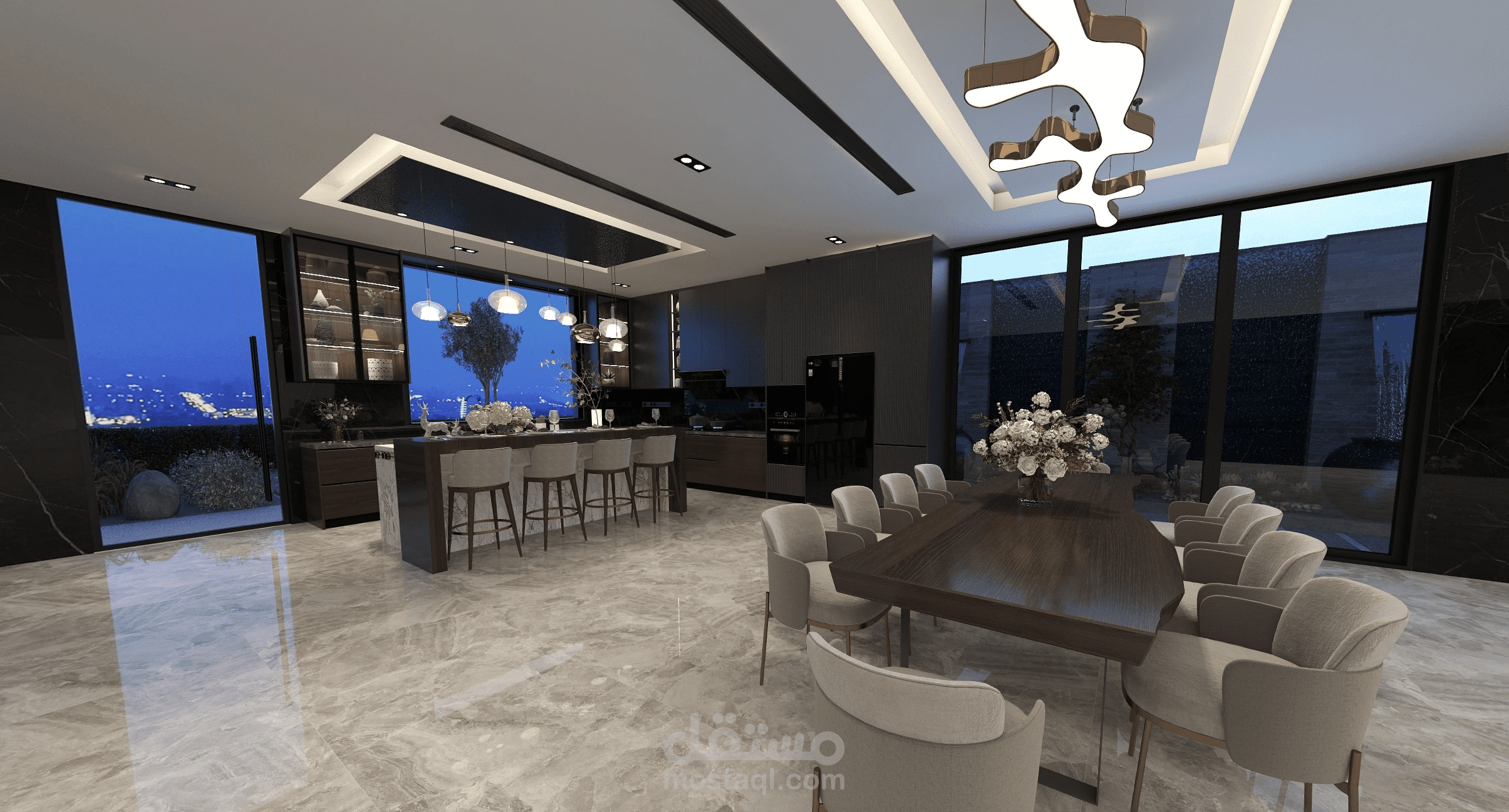 تم تنفيذ مشروع تصميم مطبخ فيلا