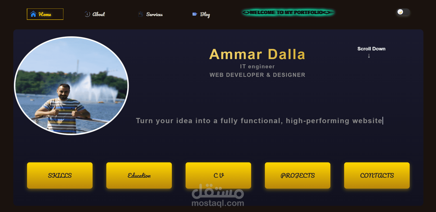 تصميم وتطوير موقع Portfolio شخصي احترافي لعرض المهارات والأعمال