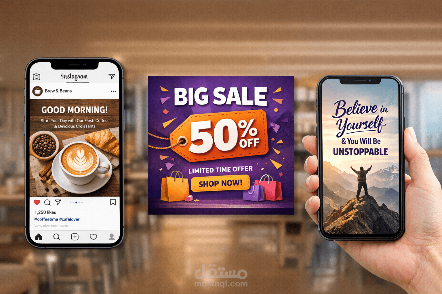 Design professional and attractive social media posts