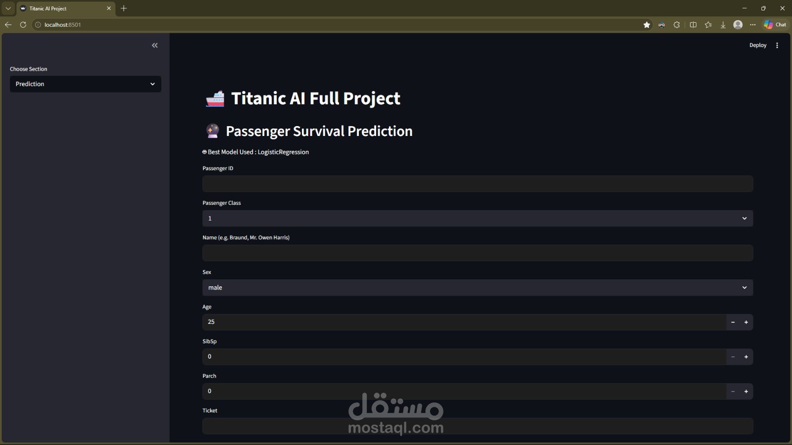 نموذج تعلّم آلي للتنبؤ بفرص نجاة ركاب Titanic